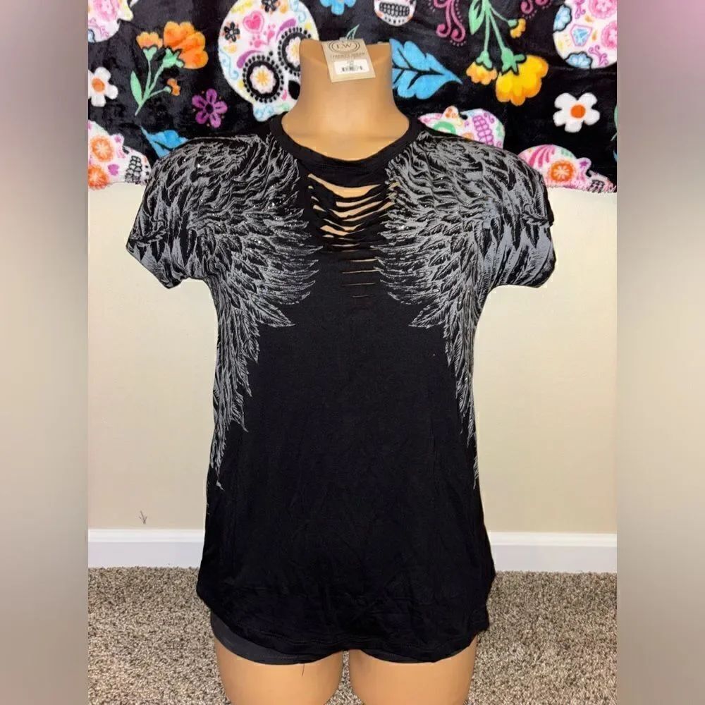 Liberty Wear Rise Above Angel Wings Tee